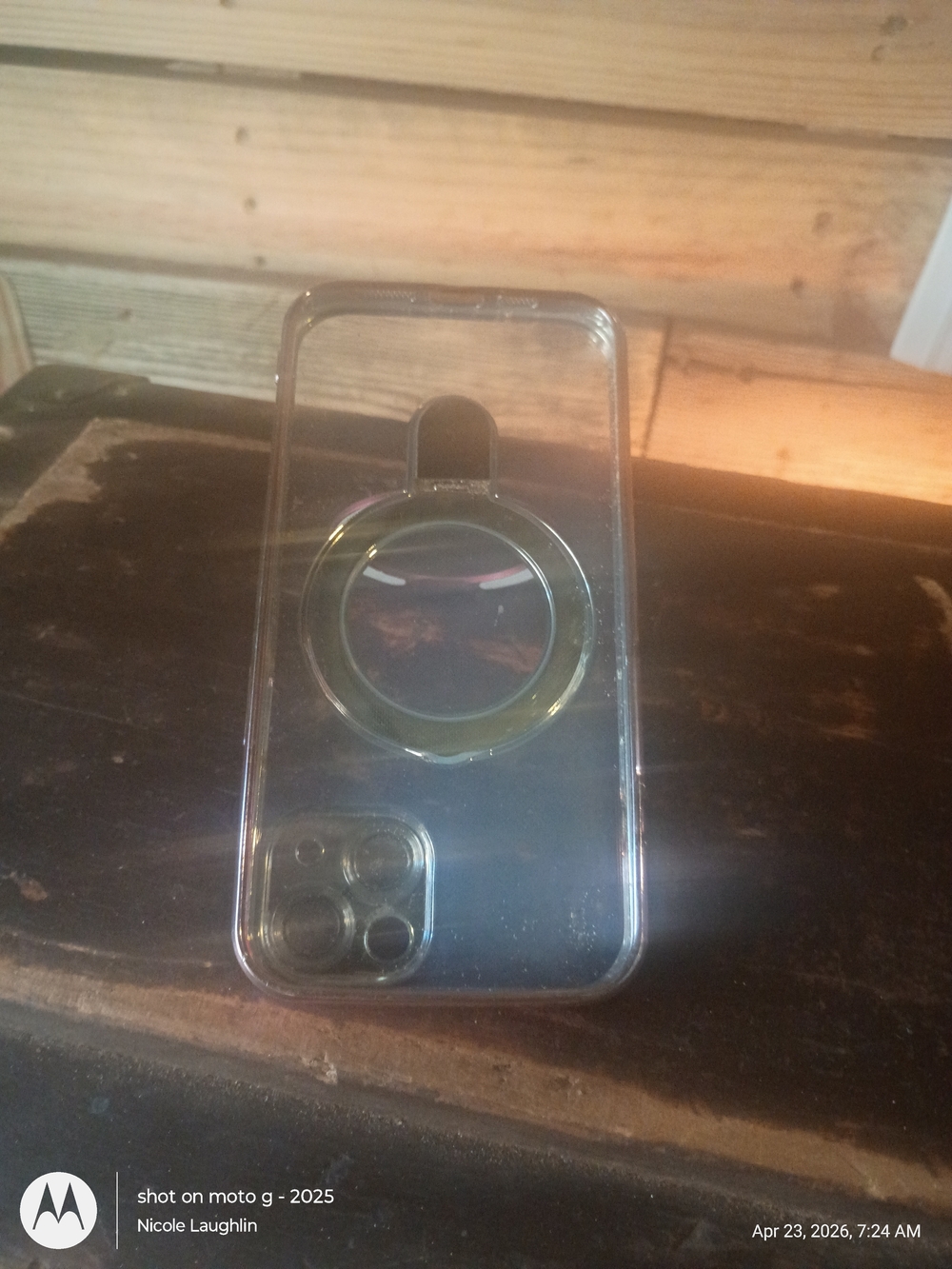 360Pink And ClearPhone Case with Built-In Ring Grip - I-phone Pro 13